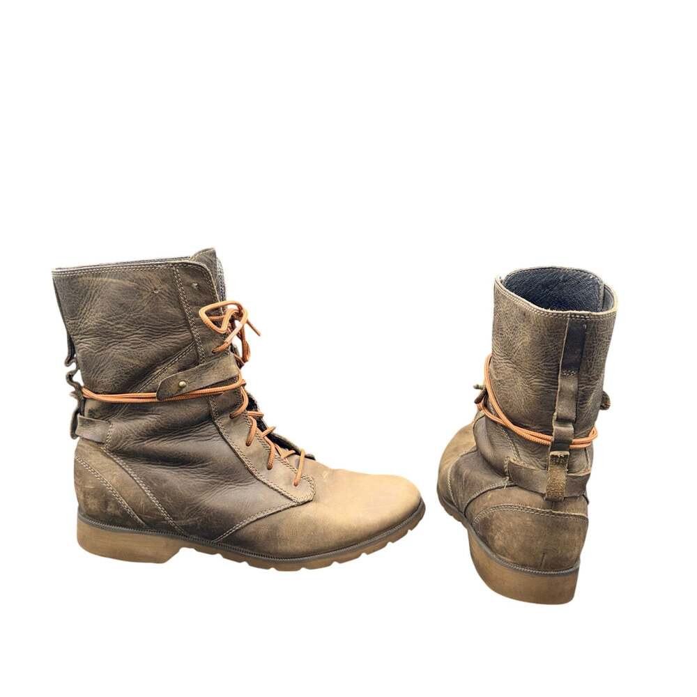 Teva Women’s 8 Waterproof Leather Lace Up Ankle Boots Brown Moto Combat